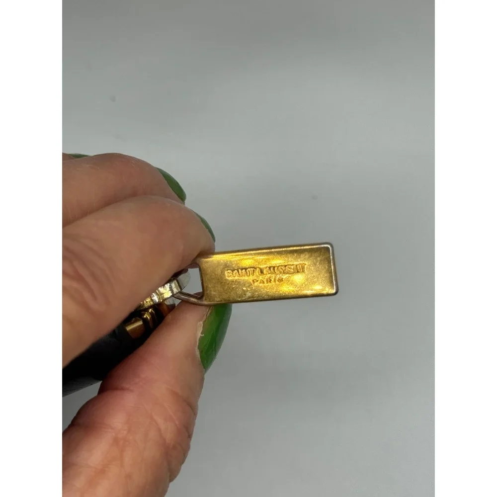 Saint Laurent‎ Paris Black Leather YSL Gold Hardware Zip Around Wallet